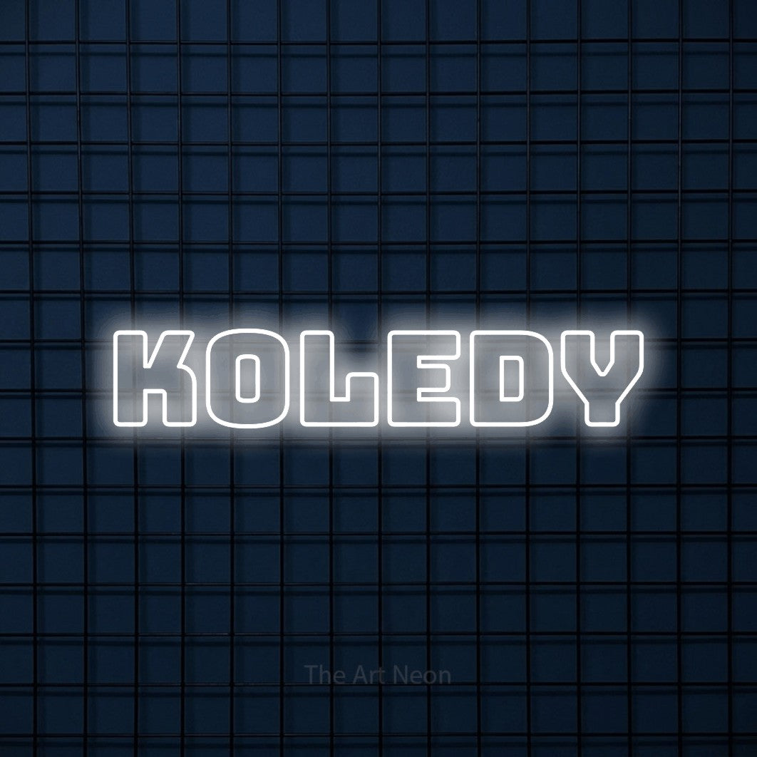 LED neon sign reading “Koledy”, arranged in a single line.