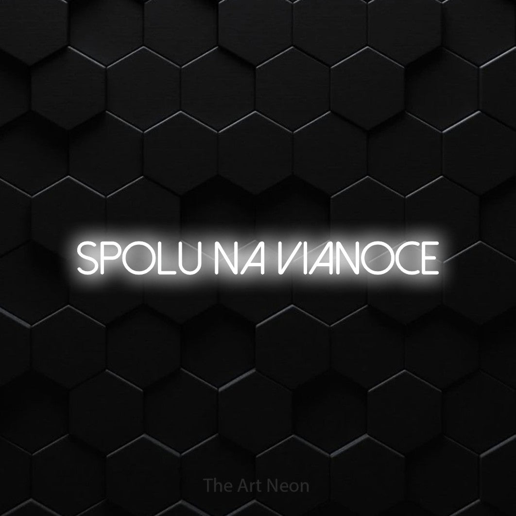 LED neon sign reading “Spolu na Vianoce”, arranged in a single line.