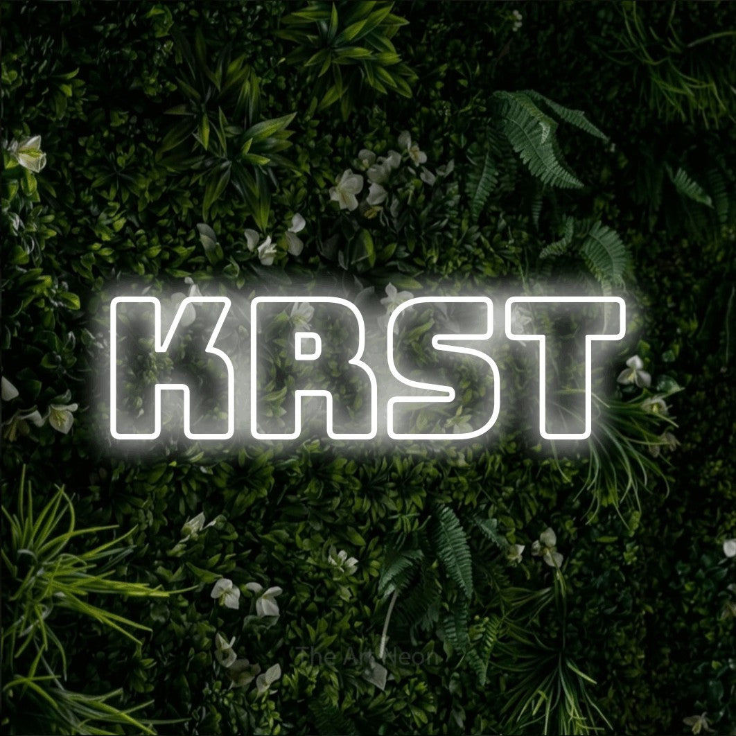 LED neon sign reading “Krst”, arranged in a single line.