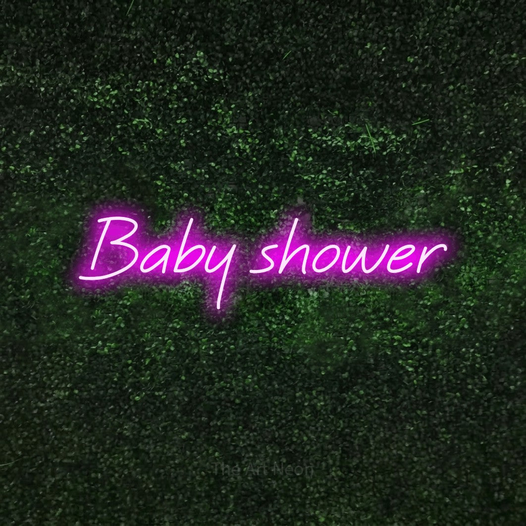 LED neon sign reading “Baby shower”, arranged in a single line.
