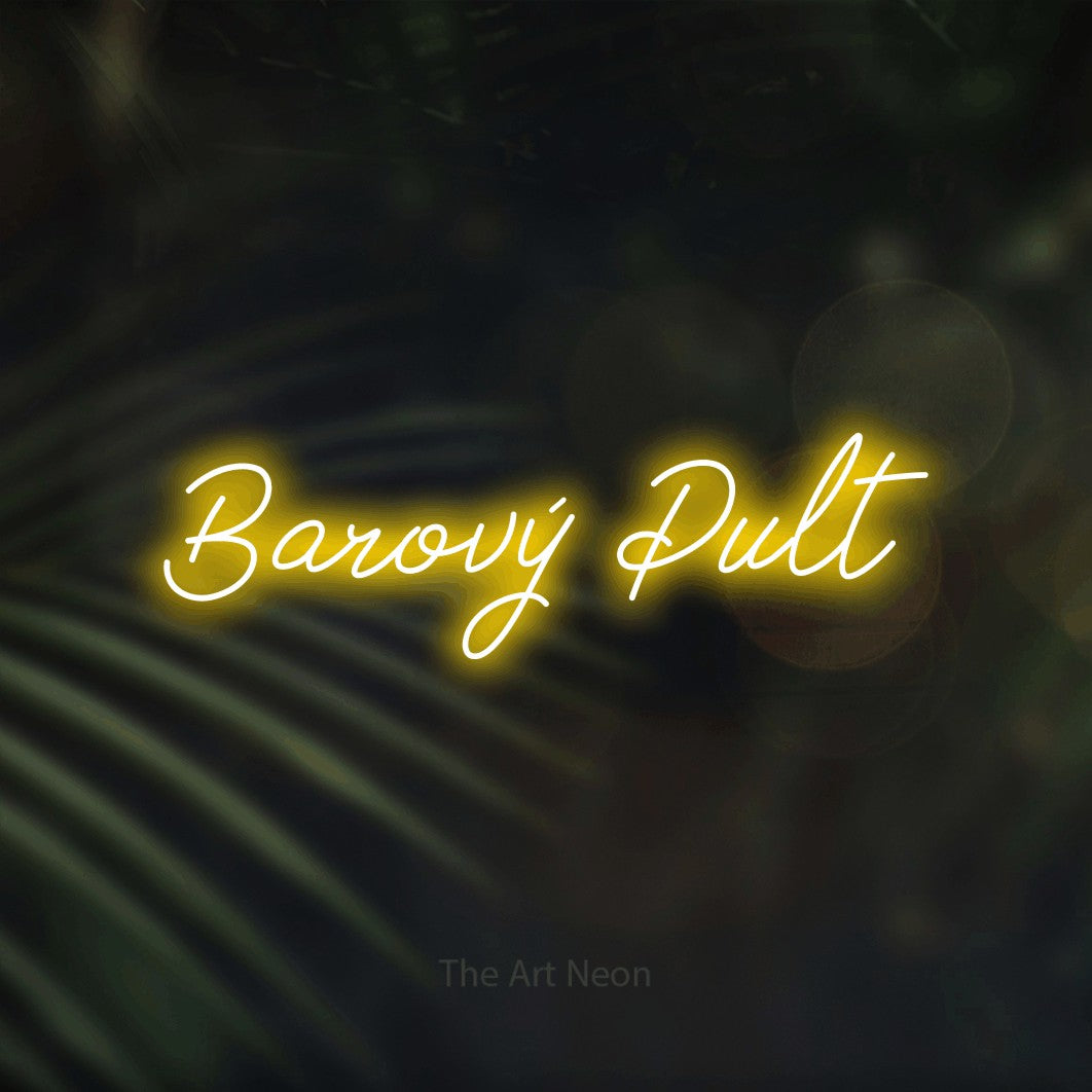 LED neon sign reading “Barový Pult”, arranged in a single line.