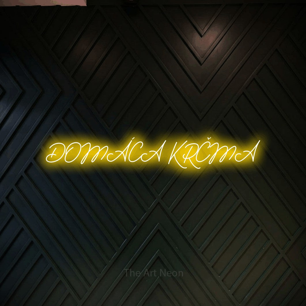 LED neon sign reading “DOMÁCA KRČMA”, arranged in a single line.