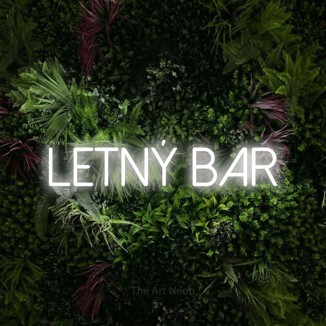 LED neon sign reading “Letný Bar”, arranged in a single line.