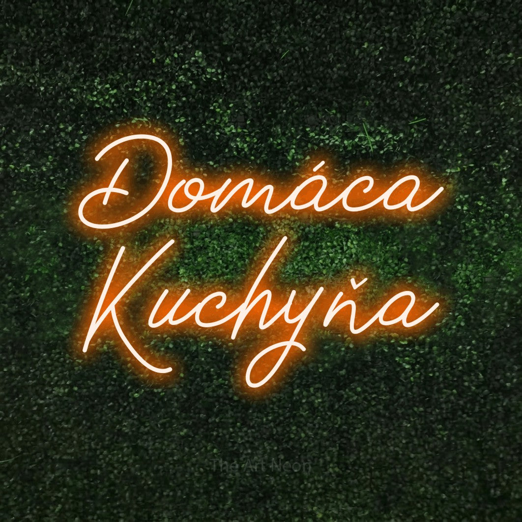 LED neon sign reading “Domáca Kuchyňa”, arranged in two lines.