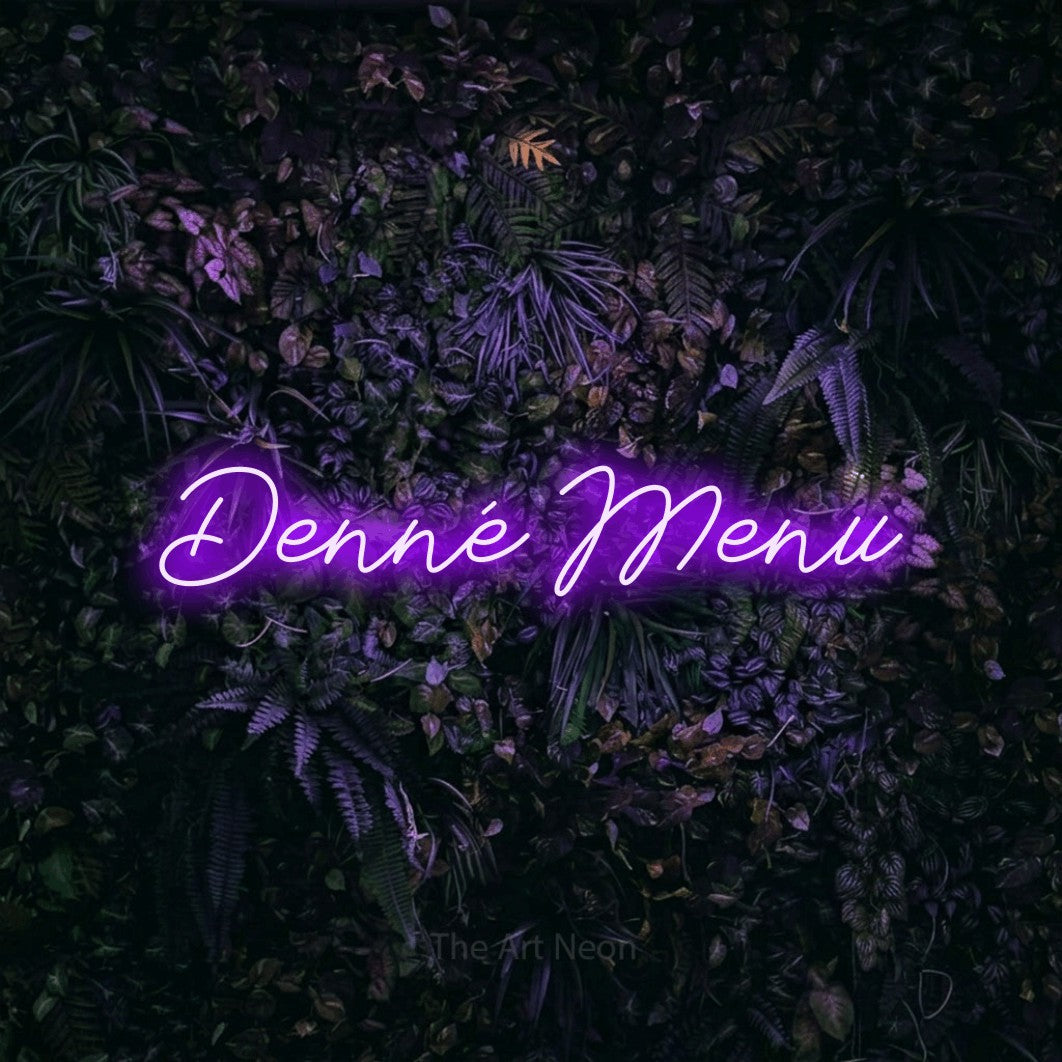 LED neon sign reading “Denné Menu”, arranged in a single line.