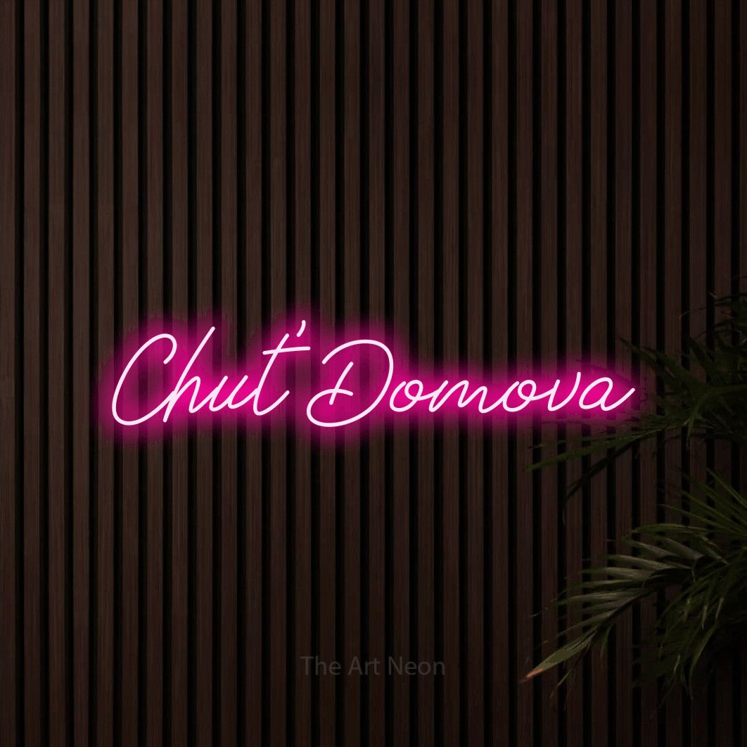 LED neon sign reading “Chuť Domova”, arranged in a single line.