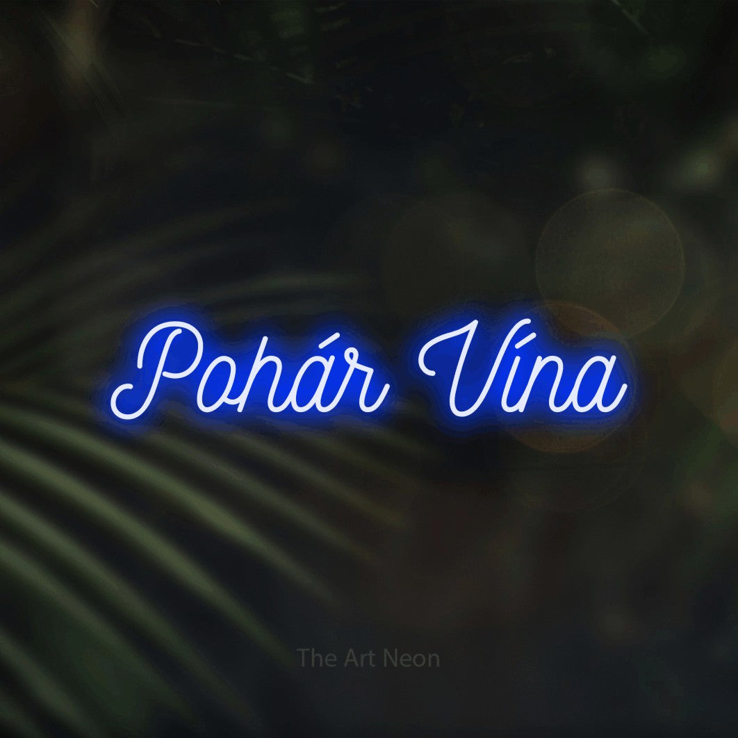 LED neon sign reading “Pohár Vína”, arranged in a single line.