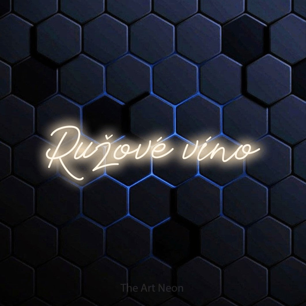 LED neon sign reading “Ružové víno”, arranged in a single line.