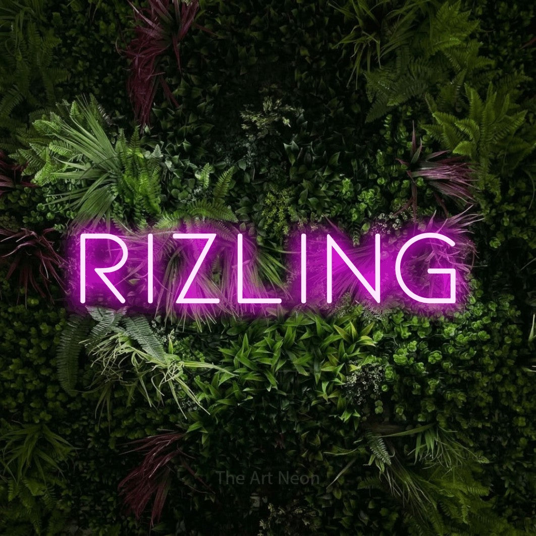 LED neon sign reading “RIZLING”, arranged in a single line.