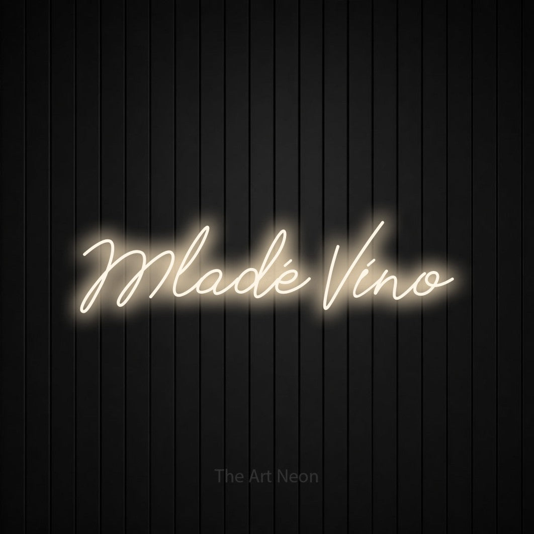 LED neon sign reading “Mladé Víno”, arranged in a single line.
