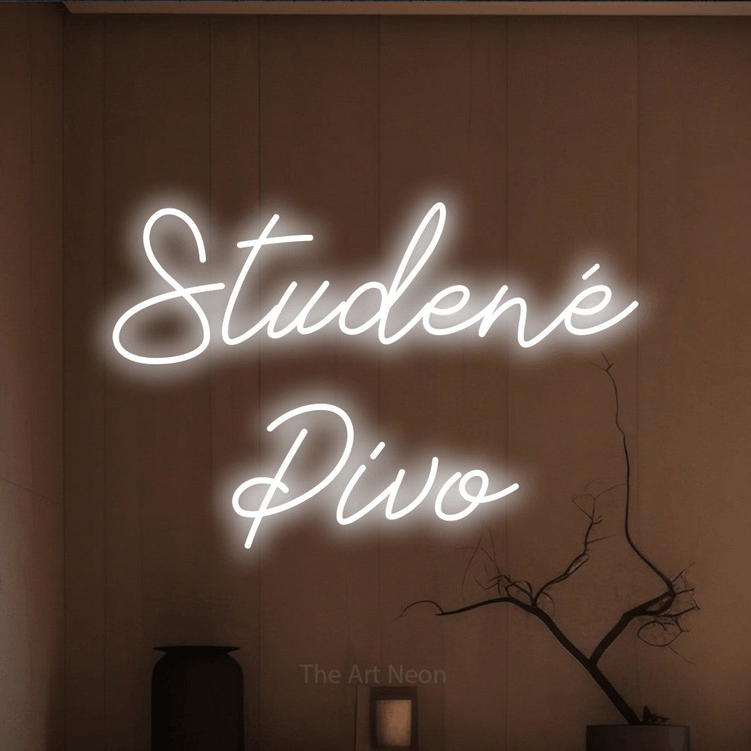 LED neon sign reading “Studené Pivo”, arranged in two lines.