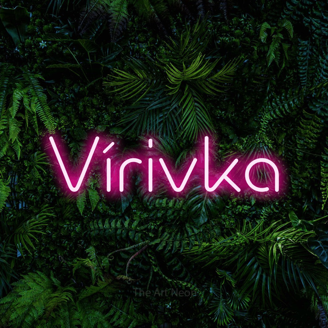 LED neon sign reading “Vírivka”, arranged in a single line.