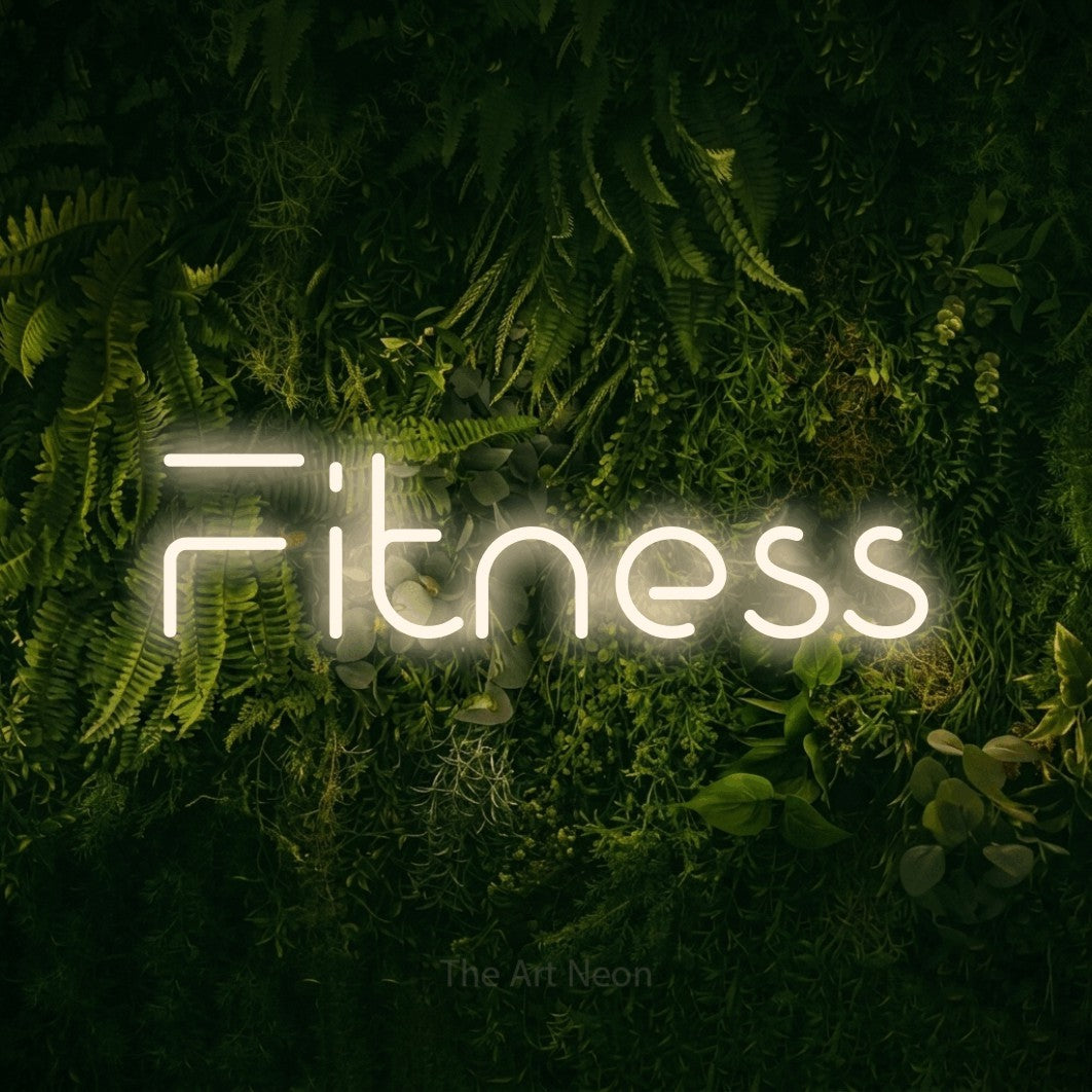 LED neon sign reading “Fitness”, arranged in a single line.