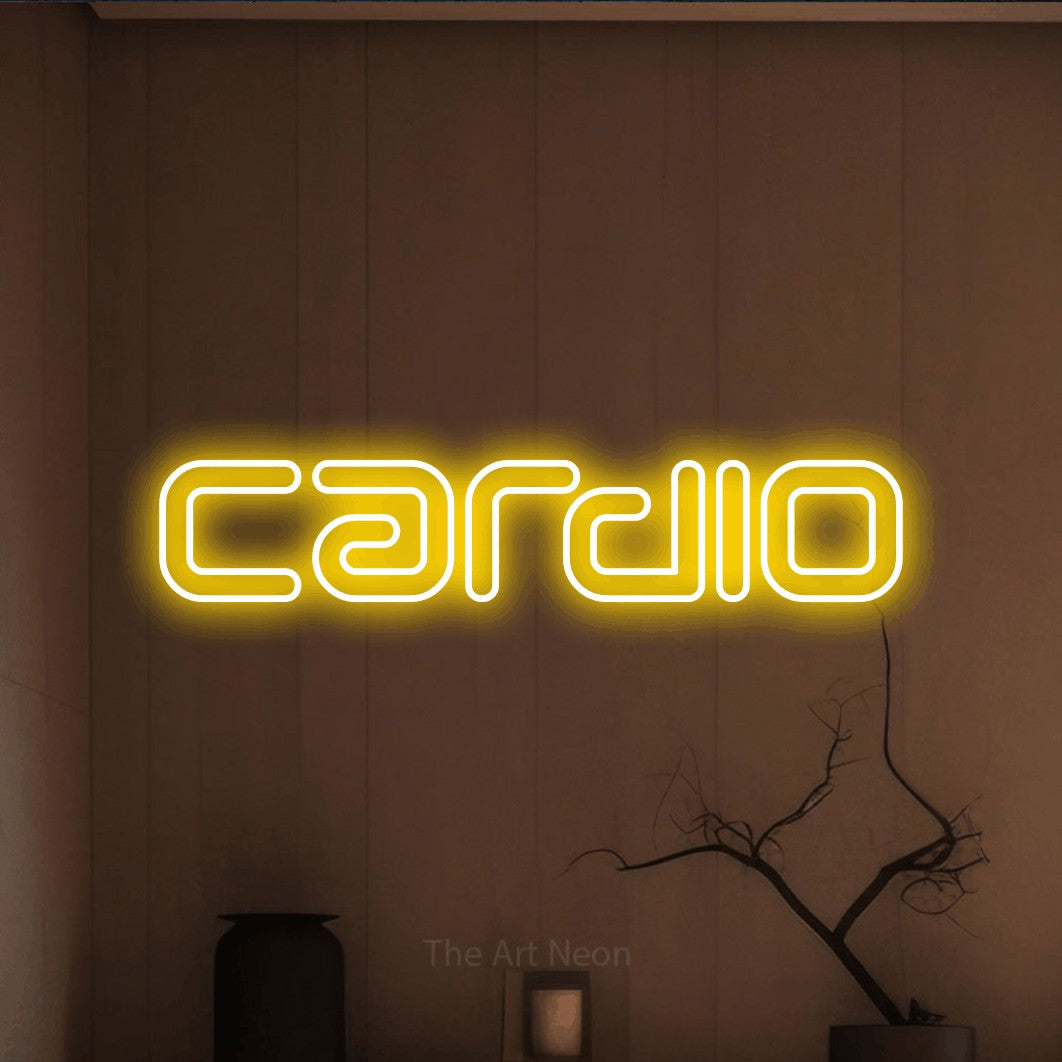 LED neon sign reading “Cardio”, arranged in a single line.