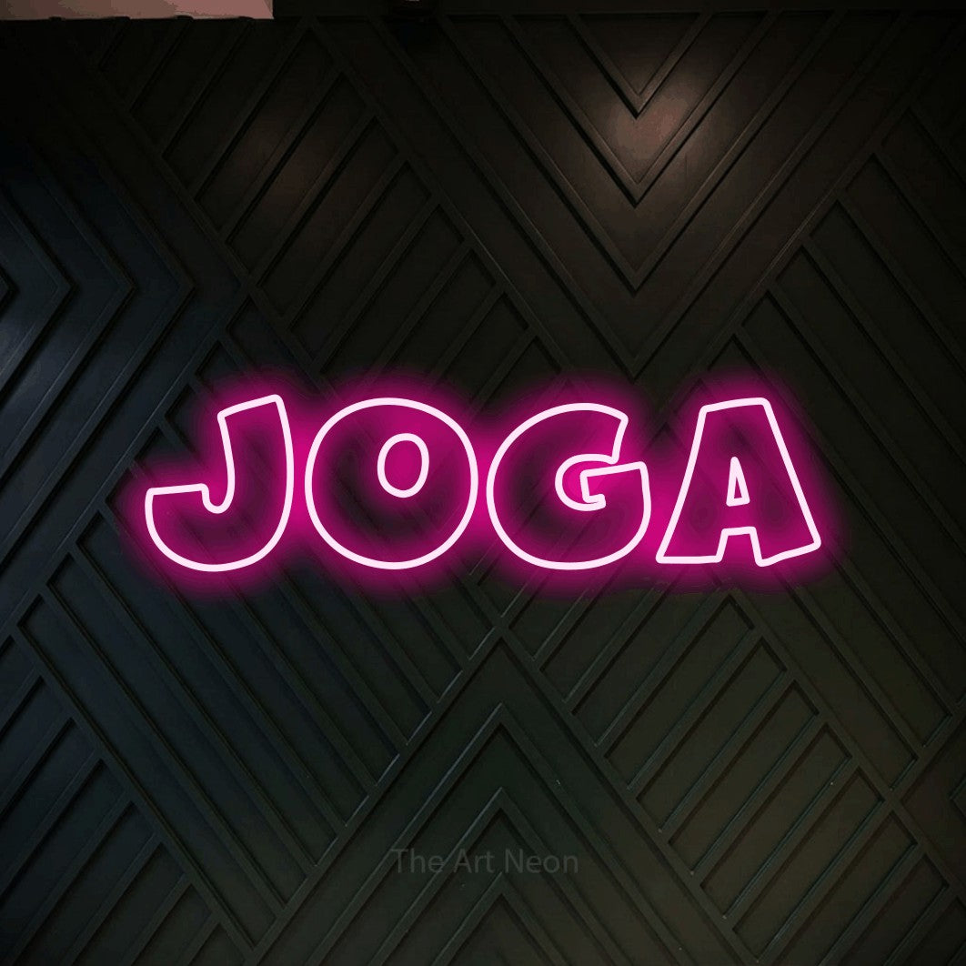 LED neon sign reading “joga”, arranged in a single line.