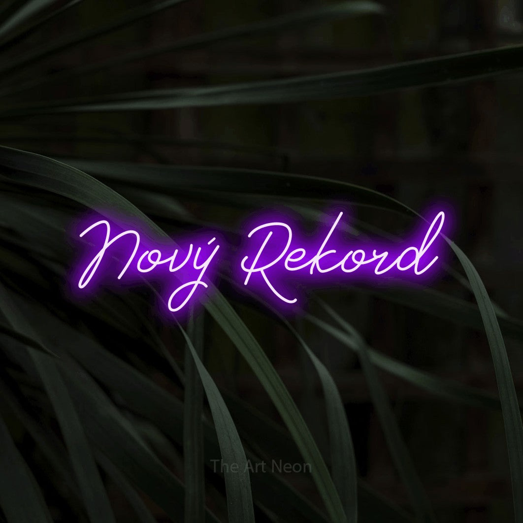 LED neon sign reading “Nový Rekord”, arranged in a single line.