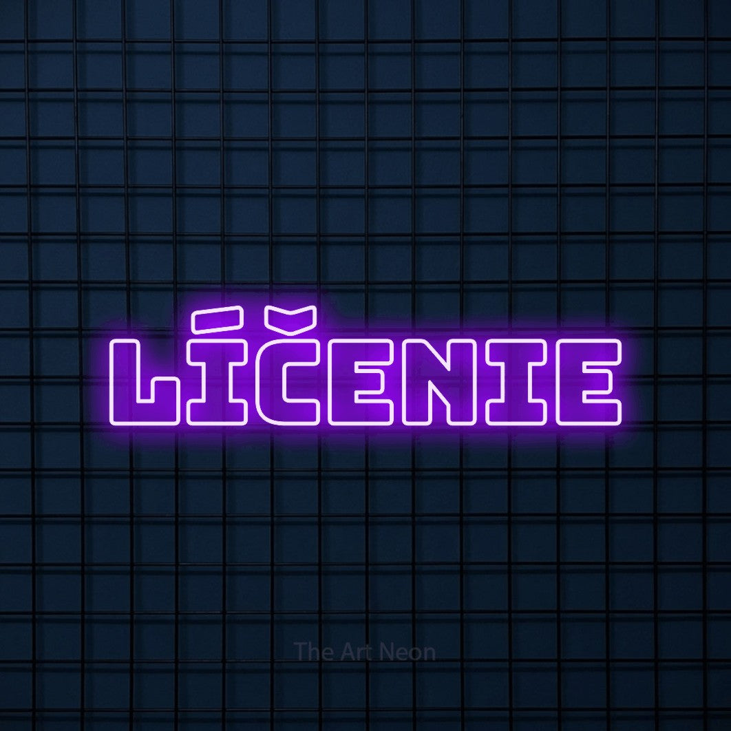 LED neon sign reading “Líčenie”, arranged in a single line.