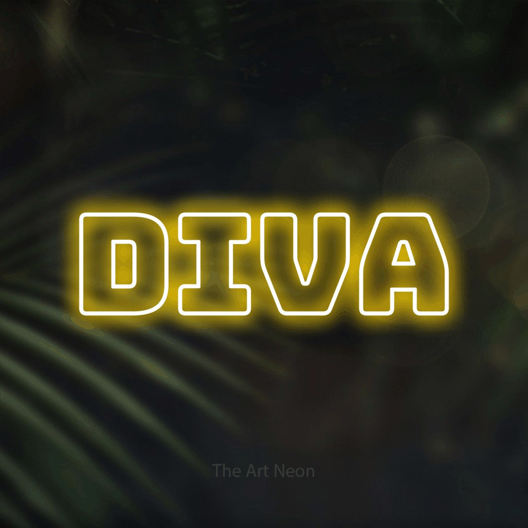 LED neon sign reading “DIVA”, arranged in a single line.