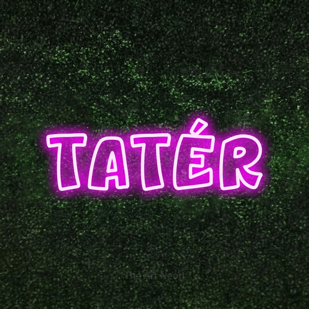 LED neon sign reading “TATÉR”, arranged in a single line.