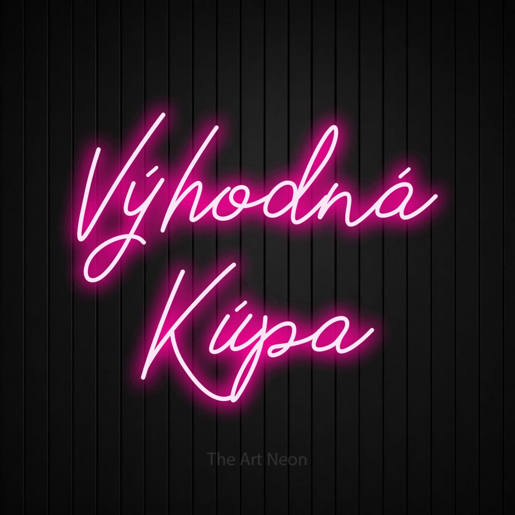 LED neon sign reading “Výhodná Kúpa”, arranged in two lines.