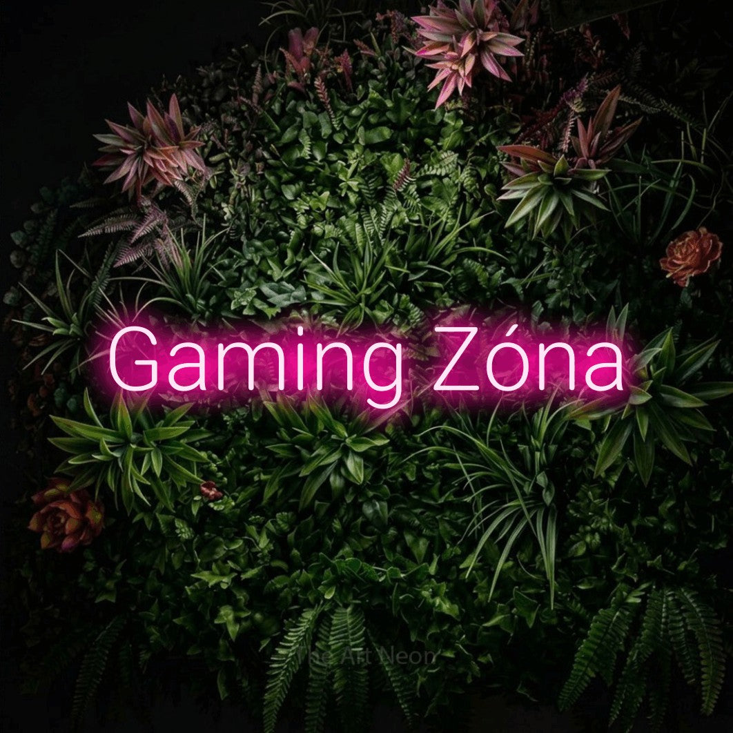 LED neon sign reading “Gaming Zóna”, arranged in a single line.