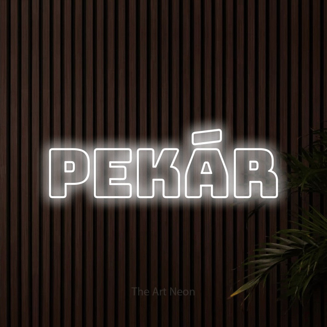 LED neon sign reading “Pekár”, arranged in a single line.