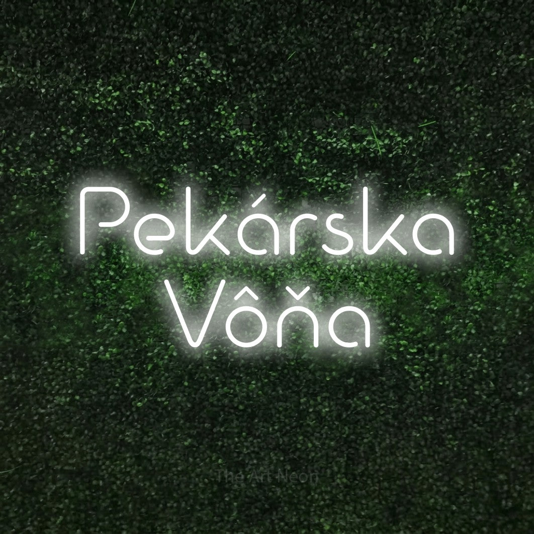 LED neon sign reading “Pekárska Vôňa”, arranged in two lines.