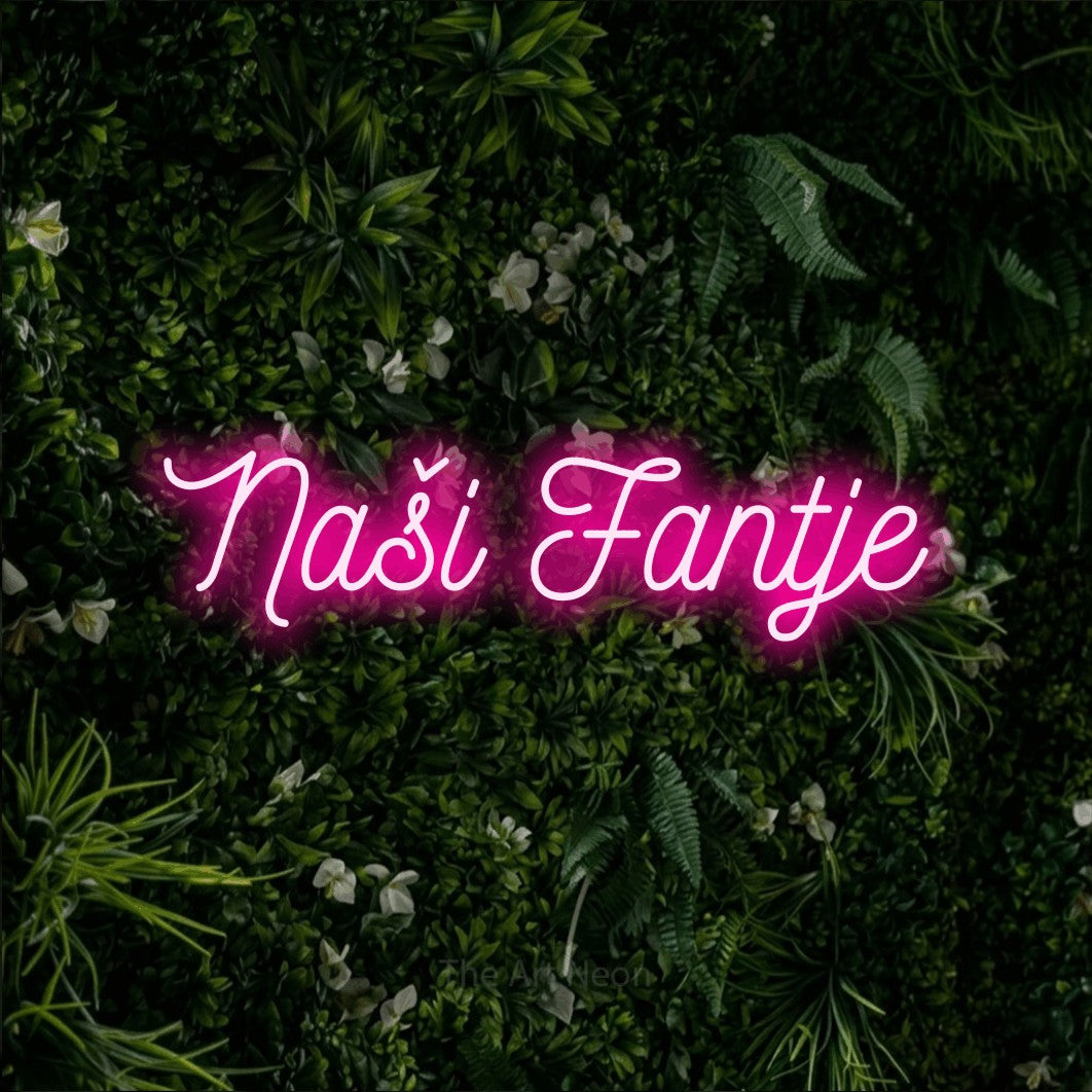 LED neon sign reading “Naši Fantje”, arranged in a single line.