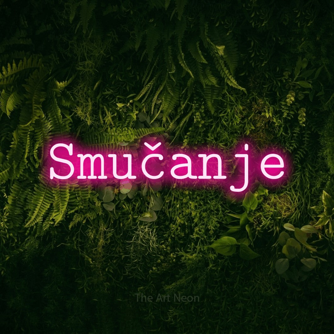 LED neon sign reading “Smučanje”, arranged in a single line.