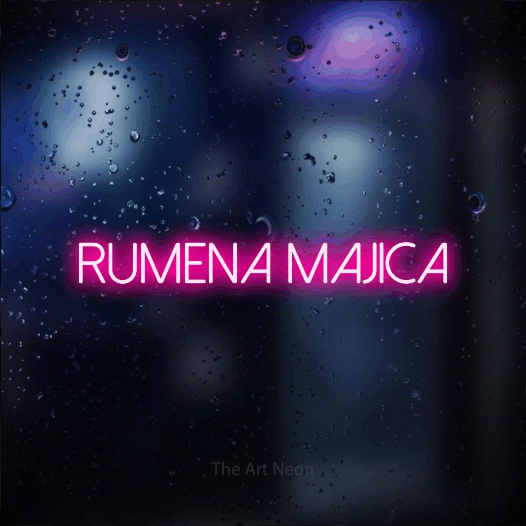 LED neon sign reading “RUMENA Majica”, arranged in a single line.