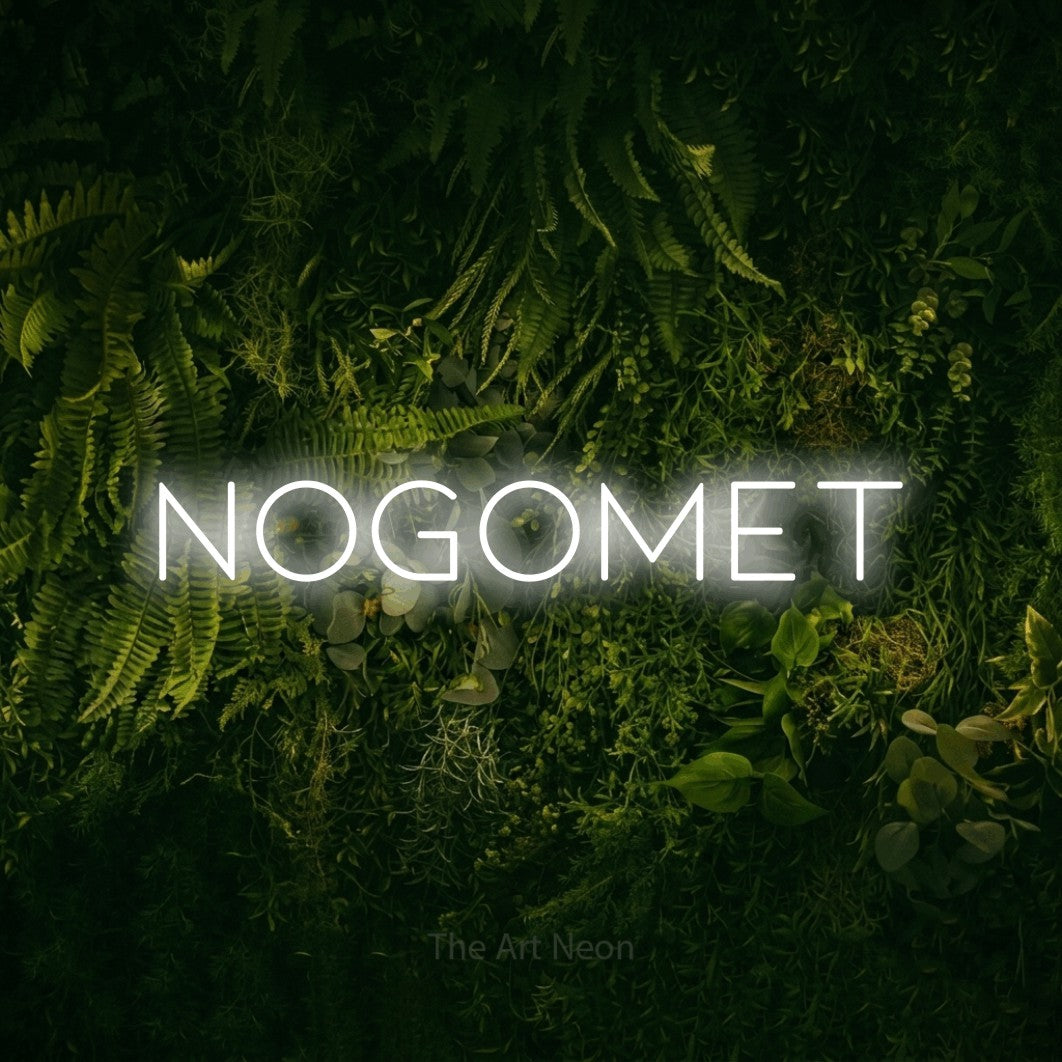 LED neon sign reading “NOGOMET”, arranged in a single line.