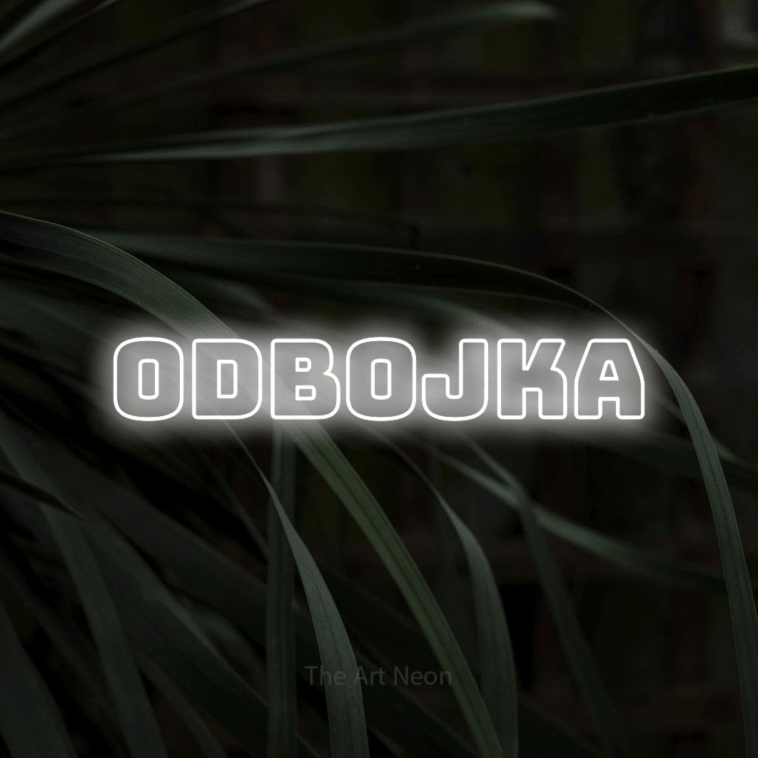 LED neon sign reading “odbojka”, arranged in a single line.
