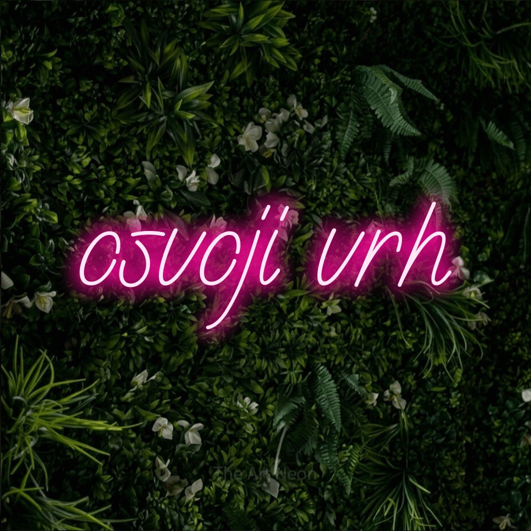 LED neon sign reading “osvoji vrh”, arranged in a single line.
