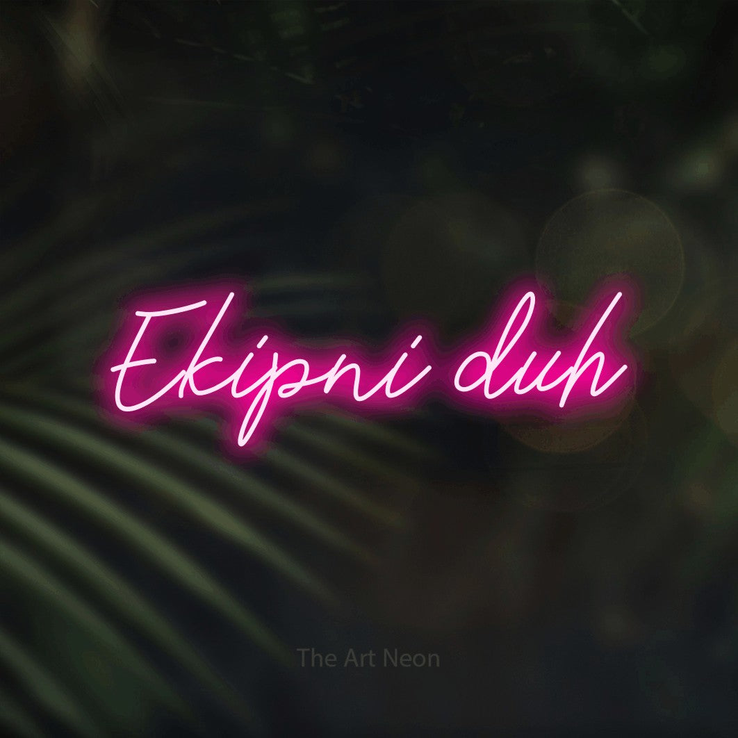 LED neon sign reading “Ekipni duh”, arranged in a single line.