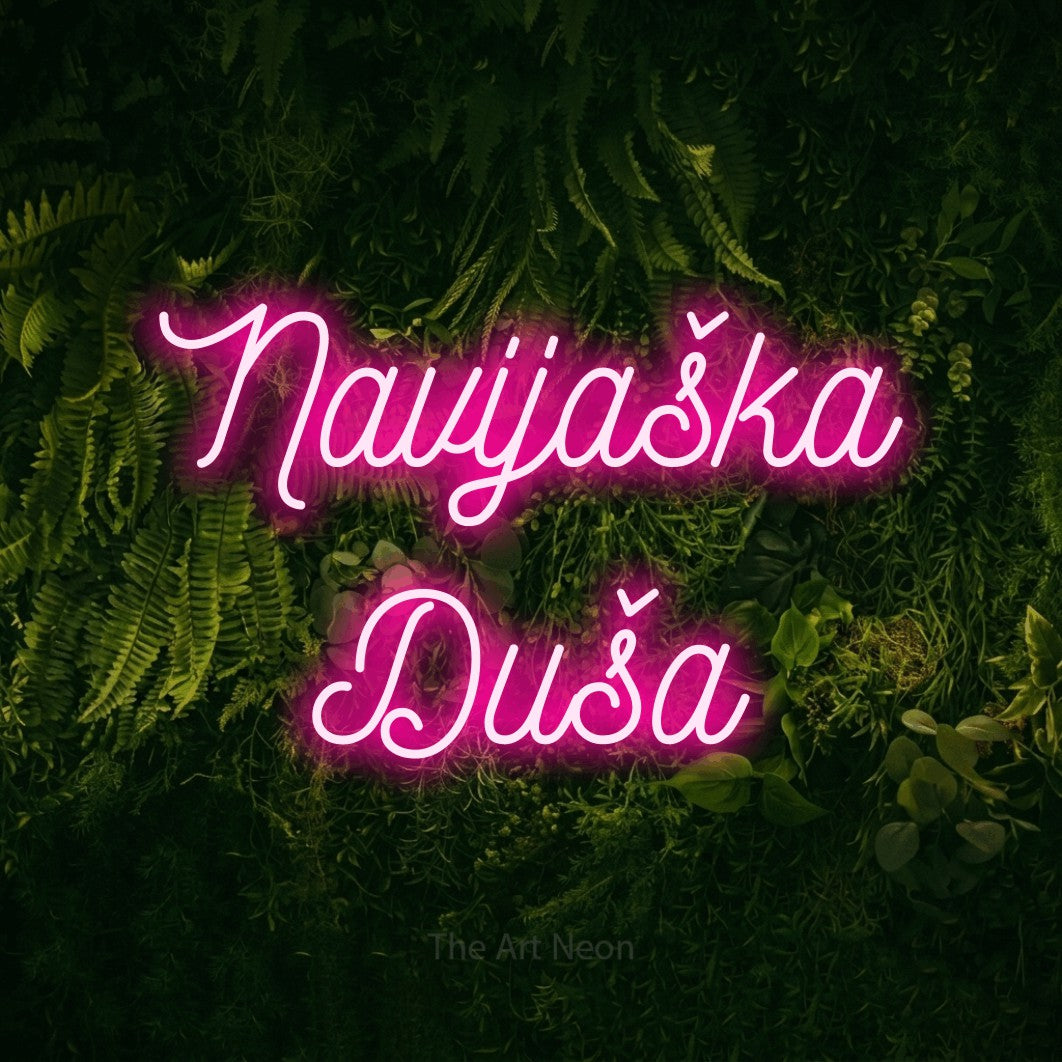 LED neon sign reading “Navijaška Duša”, arranged in two lines.