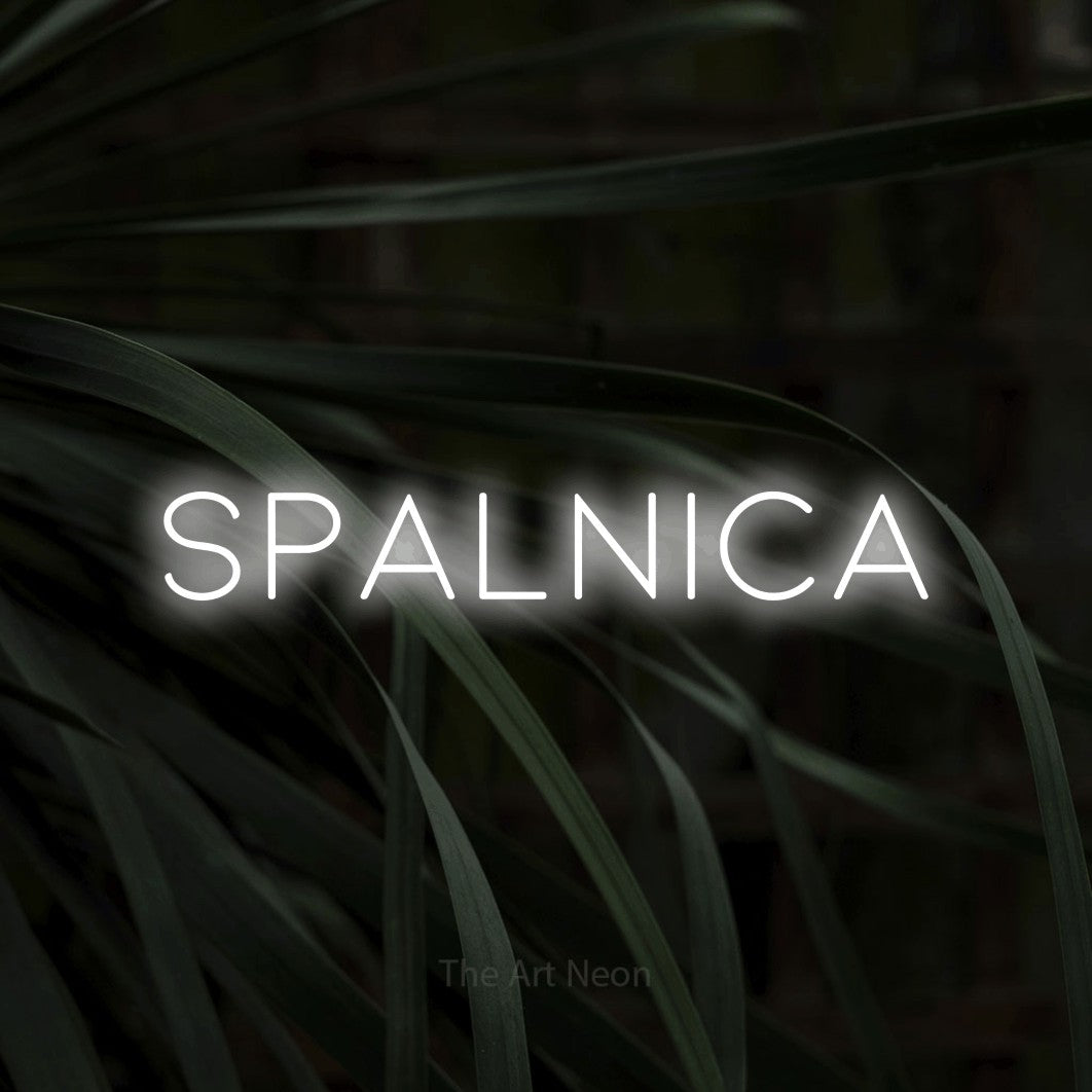 LED neon sign reading “SPALNICA”, arranged in a single line.