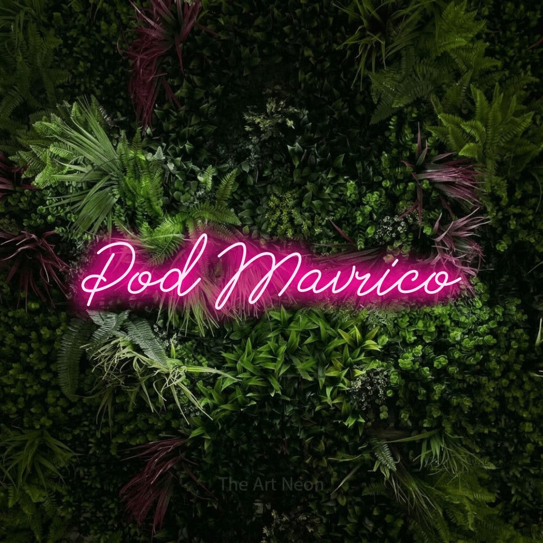 LED neon sign reading “Pod Mavrico”, arranged in a single line.