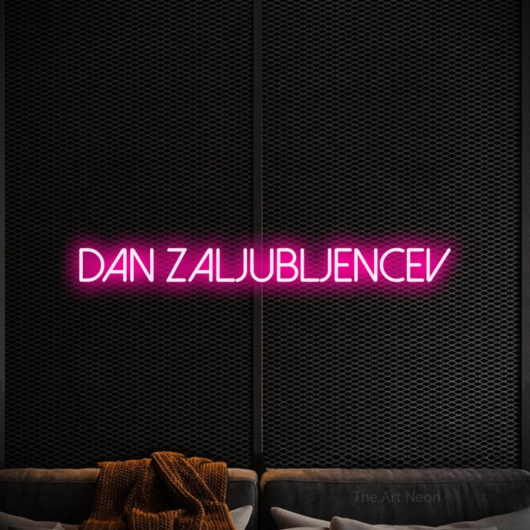 LED neon sign reading “Dan Zaljubljencev”, arranged in a single line.