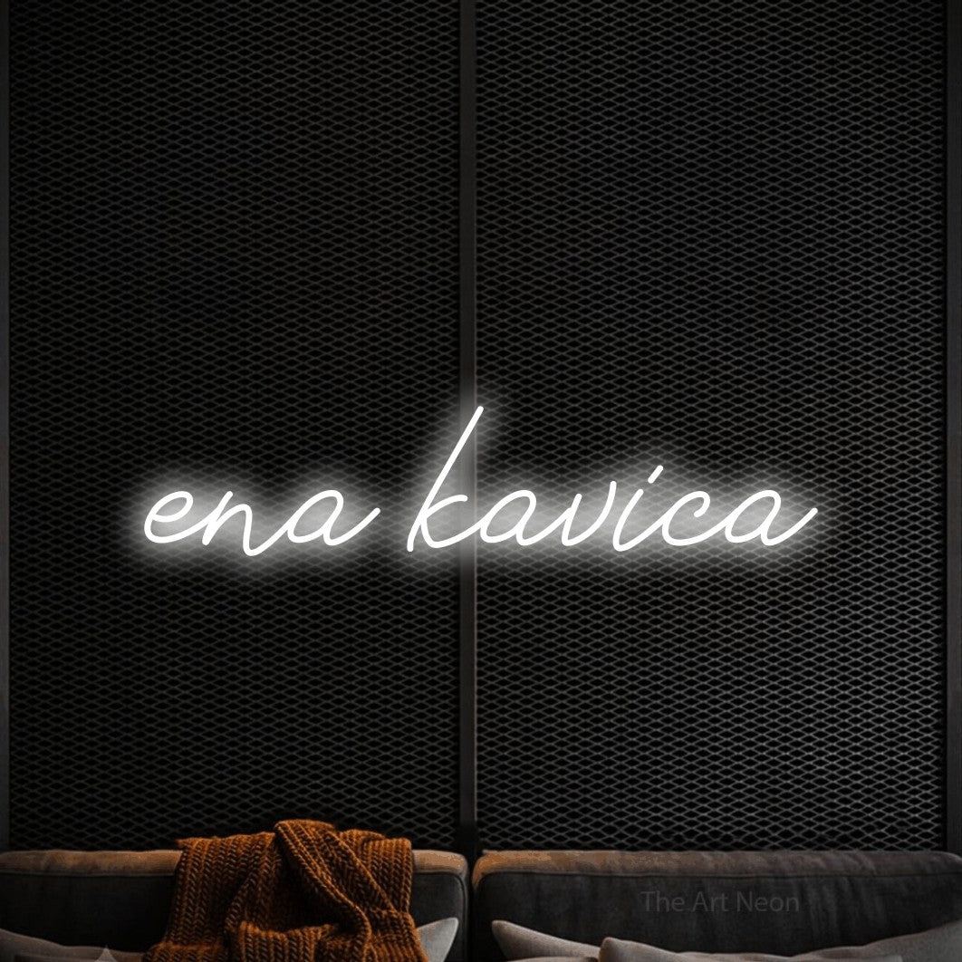 LED neon sign reading “ena kavica”, arranged in a single line.