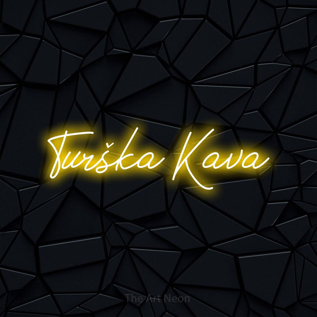 LED neon sign reading “Turška Kava”, arranged in a single line.