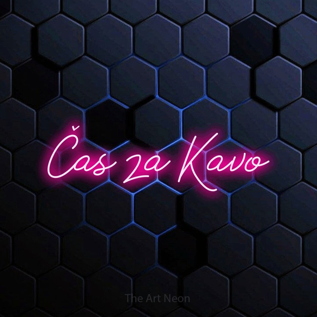 LED neon sign reading “Čas za Kavo”, arranged in a single line.