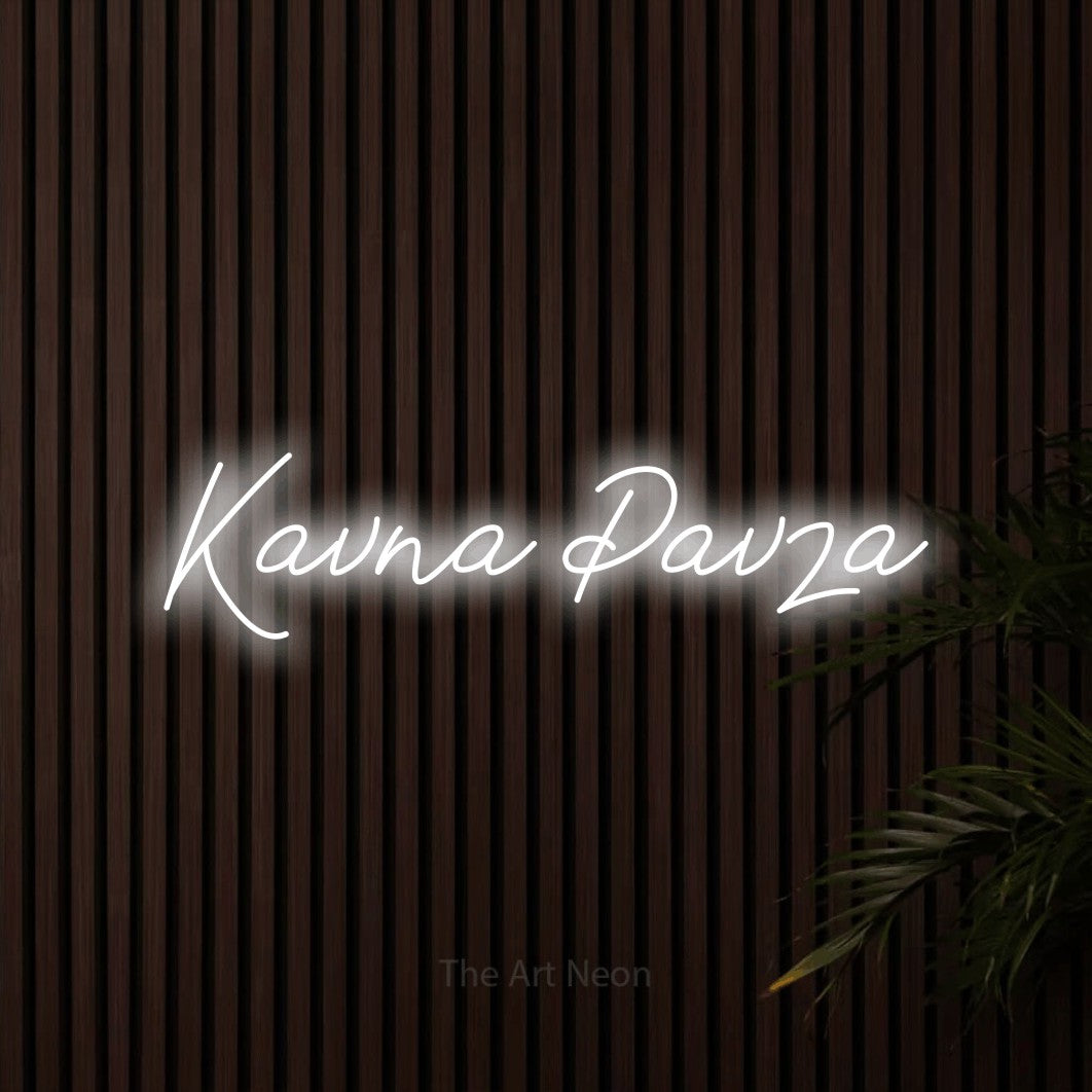 LED neon sign reading “Kavna Pavza”, arranged in a single line.