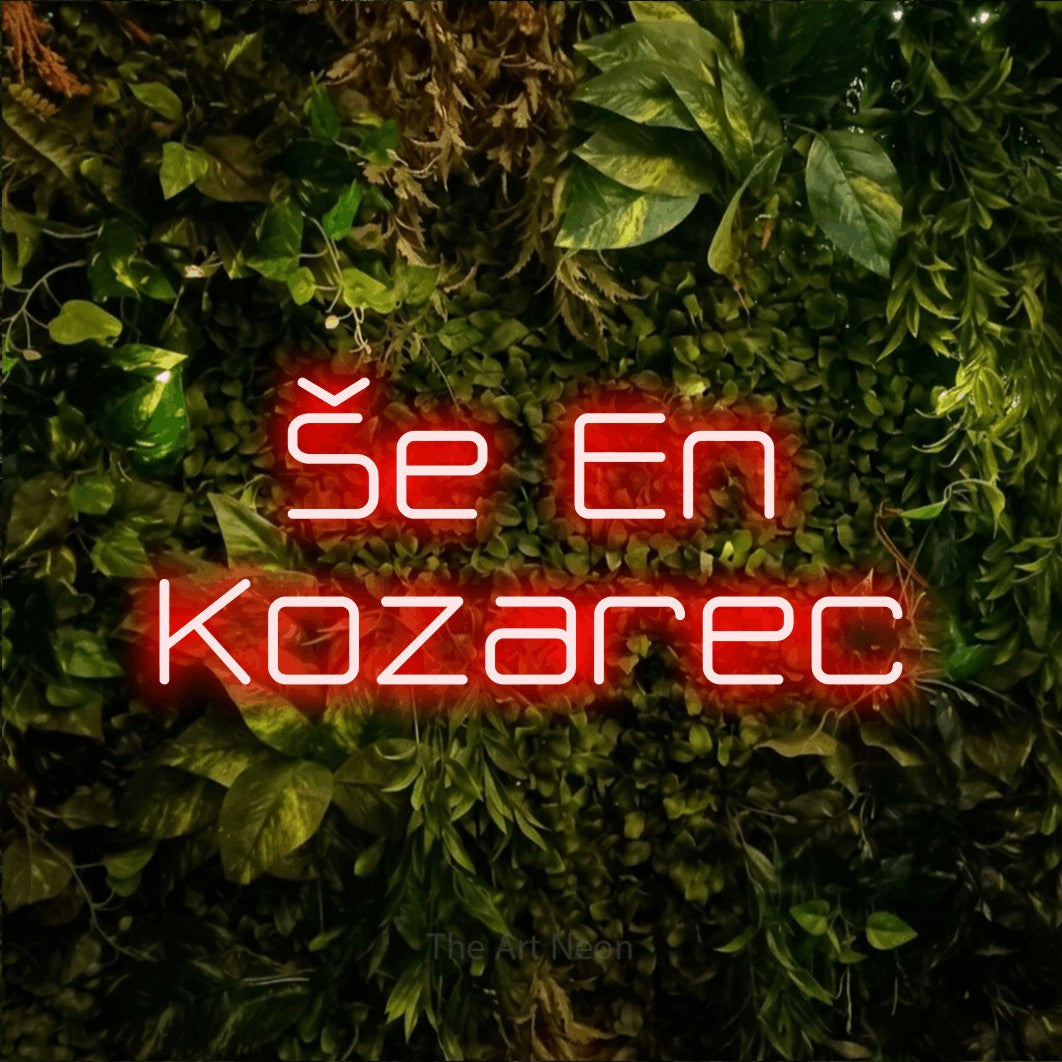 LED neon sign reading “Še En Kozarec”, arranged in two lines.