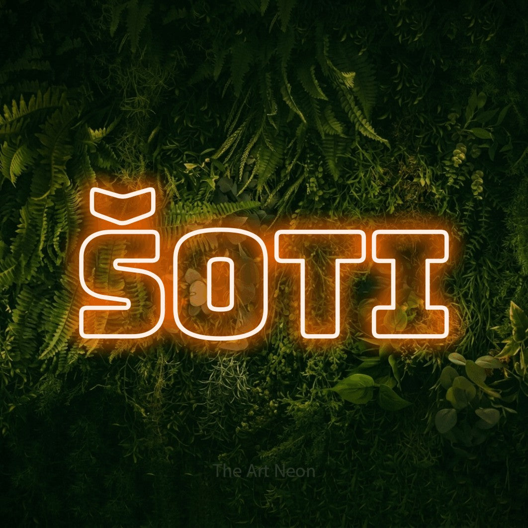LED neon sign reading “Šoti”, arranged in a single line.