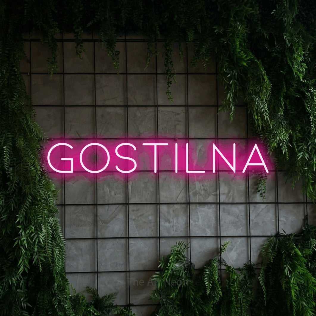 LED neon sign reading “gostilna”, arranged in a single line.