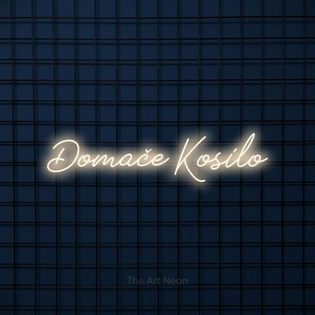 LED neon sign reading “Domače Kosilo”, arranged in a single line.