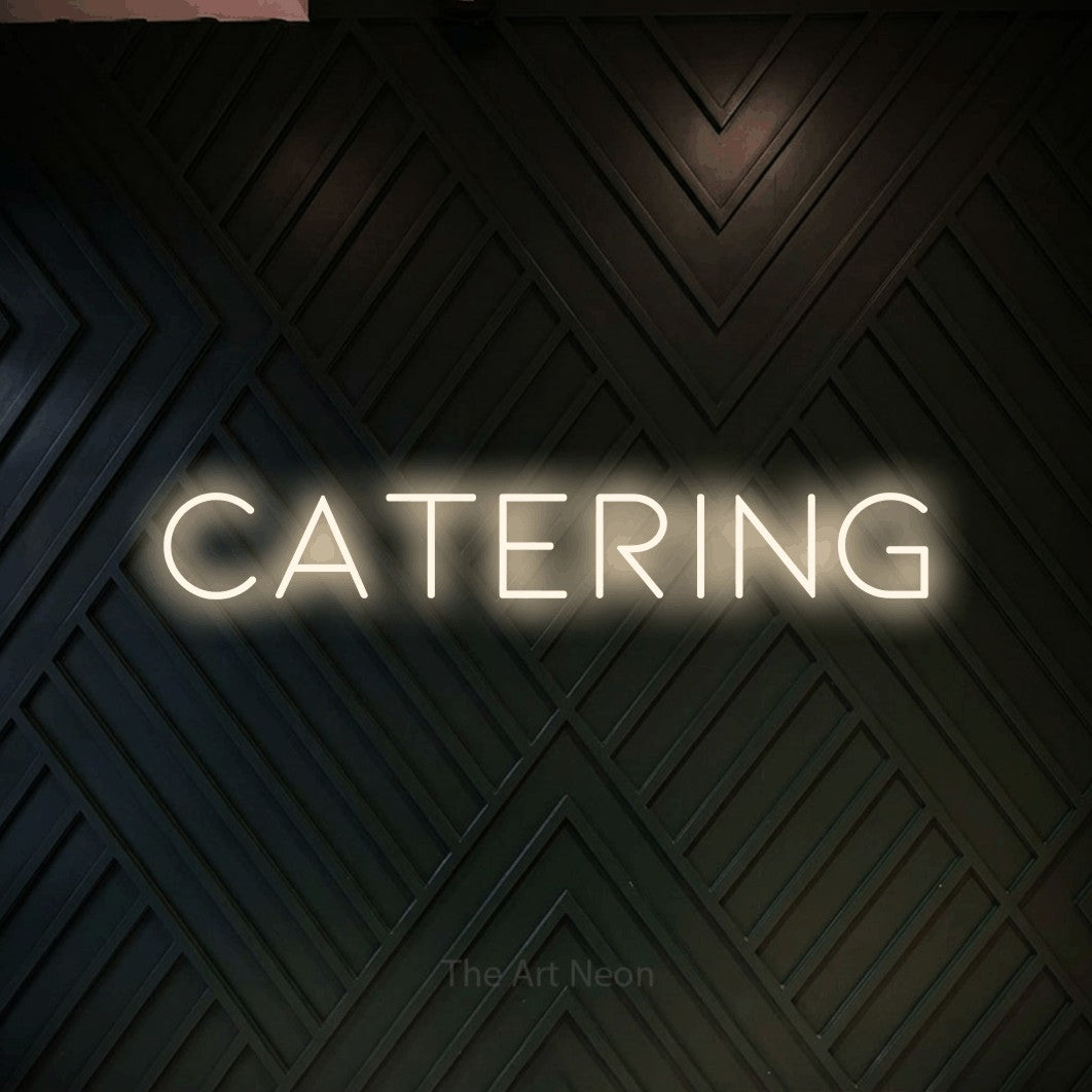 LED neon sign reading “CATERING”, arranged in a single line.