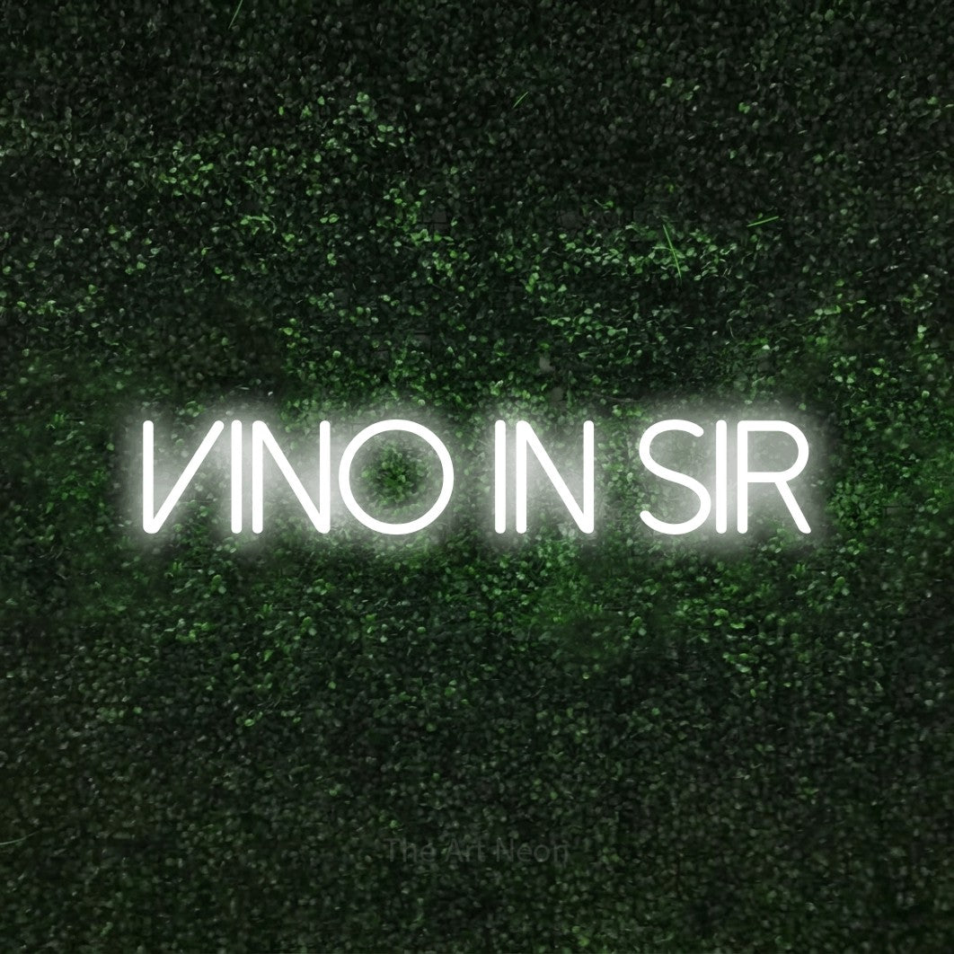 LED neon sign reading “VINO in Sir”, arranged in a single line.
