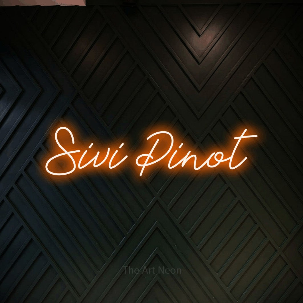 LED neon sign reading “Sivi Pinot”, arranged in a single line.
