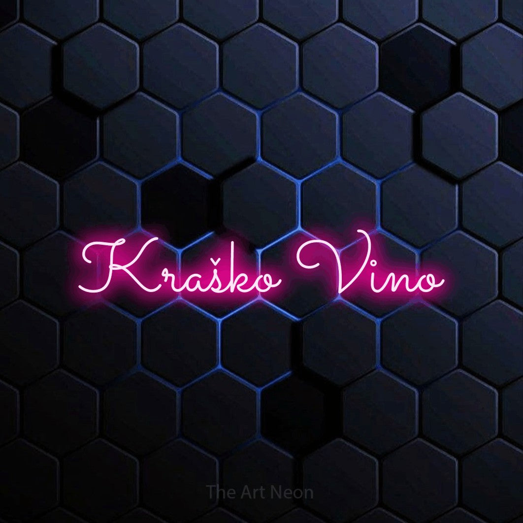 LED neon sign reading “Kraško Vino”, arranged in a single line.
